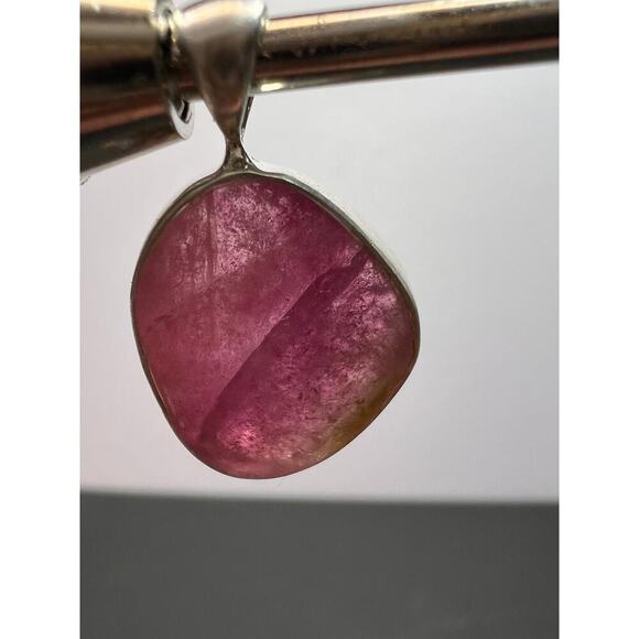 NEW Pink bi color watermelon tourmaline sterling silver pendant 2.06 grams - Picture 8 of 9